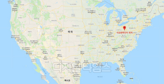 대림산업이 태국 PTT 글로벌 케미칼과 공동으로 사업개발을 추진하는 미국 석유화학단지 위치도<대림산업 제공>
